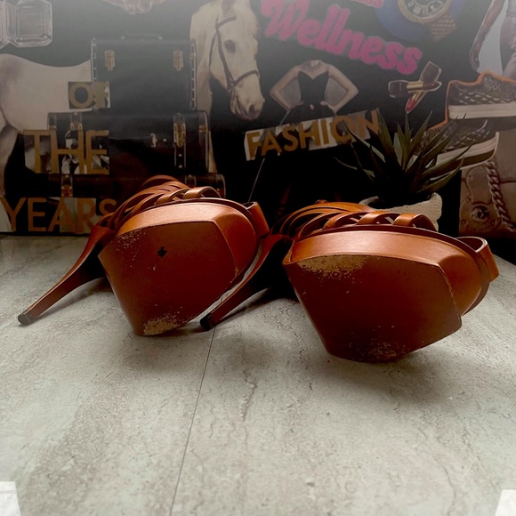 YSL Brown leather platform sandal - Picture 4 of 4